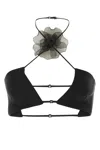 Nensi Dojaka Floral-appliqué Halterneck Cropped Top