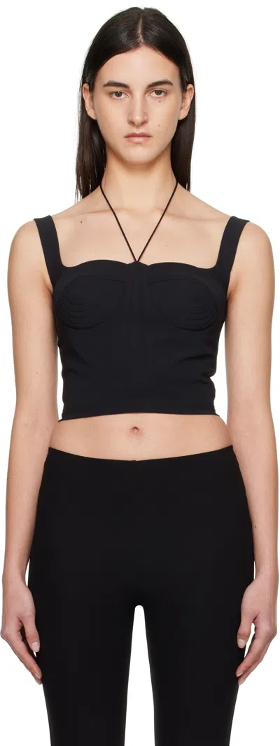 NENSI DOJAKA BLACK QUILTED CUPS BUSTIER TOP