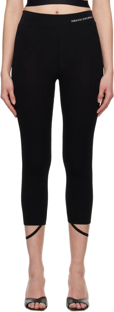 NENSI DOJAKA BLACK SADIE KNITTED CROPPED LEGGINGS