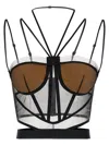 Nensi Dojaka Sheer Strappy Corset Top In Black