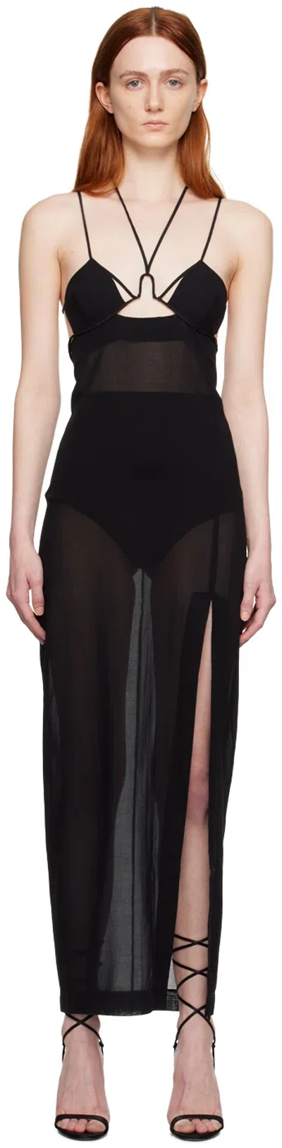 Nensi Dojaka Black Sheer Maxi Dress