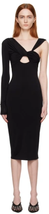 Nensi Dojaka Black Single-shoulder Midi Dress In Black