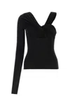 Nensi Dojaka One Shoulder Asymmetrical Draped Top In Black