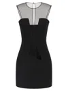 Nensi Dojaka Mesh Panel Sleeveless Fitted Silhouette Dress In Black