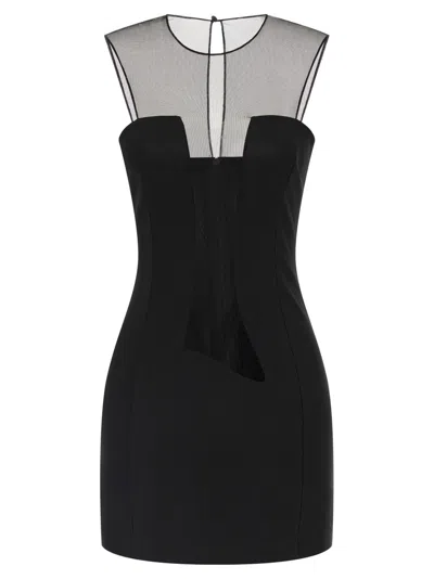 NENSI DOJAKA BLACK TULLE INSERT DRESS