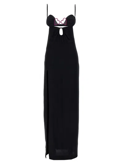 Nensi Dojaka Heart Bra Stretch Viscose Dress In Black