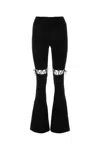 Nensi Dojaka Ribbed Waistband Flared Pant With Cut-out Lacing In Black