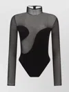 Nensi Dojaka Bodysuit With Asymmetric Line And Sheer Panels