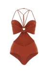 Nensi Dojaka Polyester Swimsuit With Halter Neck And Cut-out Detail In Burora