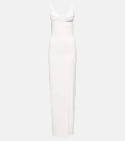 Nensi Dojaka Bridal Cutout Crêpe Gown In White