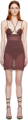 Nensi Dojaka Underwire Strappy Mini Dress In Bitter Chocolate / B