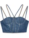 Nensi Dojaka Double Straps Corset With Exposed Stitching In ブルー