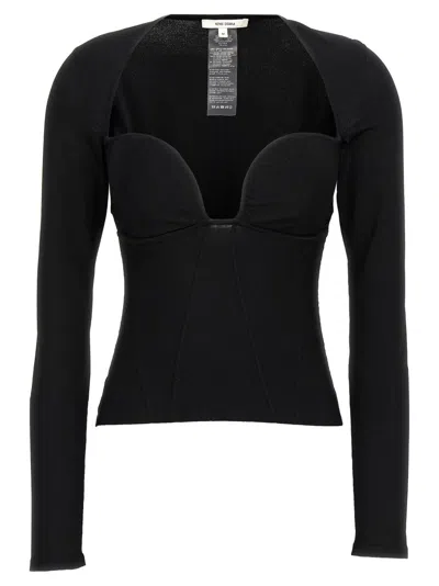 Nensi Dojaka Fitted Silhouette Long Sleeves Bustier Top In Black