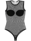 Nensi Dojaka Womens Black Moulded Cups Stretch-mesh Bodysuit In Black