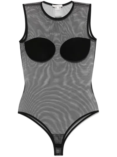 Nensi Dojaka Womens Black Moulded Cups Stretch-mesh Bodysuit