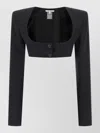 Nensi Dojaka Cleo Blazer Cropped Square Neck Jacket In Black