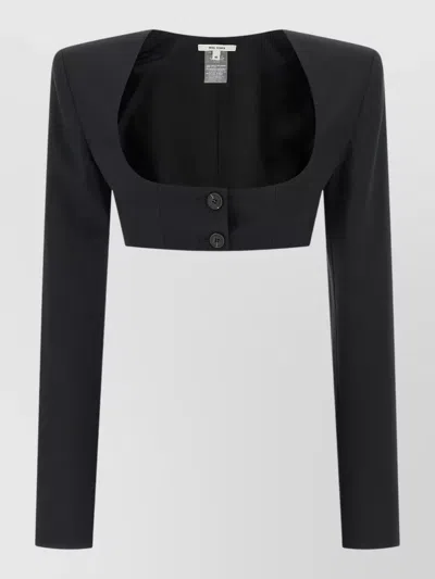 Nensi Dojaka Cleo Blazer Cropped Square Neck Jacket In Black