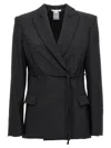Nensi Dojaka Double Breast Drawstring Blazer Jacket Jackets Black In Black