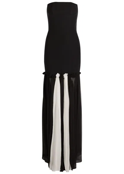 Nensi Dojaka Colour-blocked Stretch-crepe Maxi Dress In Black