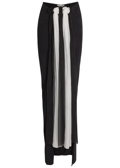 Nensi Dojaka Colour-blocked Stretch-jersey Maxi Skirt In Black