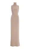 Nensi Dojaka Corseted Roll-neck Knit Maxi Dress In Neutral