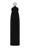 Nensi Dojaka Crepe Halter Maxi Dress In Black