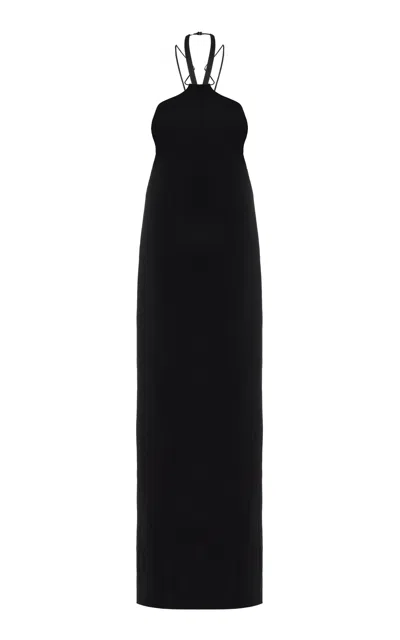 Nensi Dojaka Crepe Halter Maxi Dress In Black