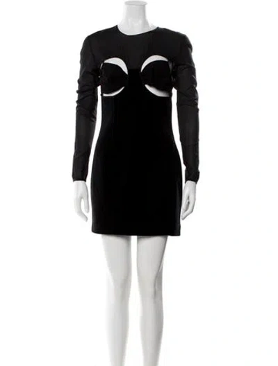 Pre-owned Nensi Dojaka Crew Neck Mini Dress In Black