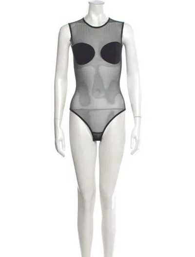 Pre-owned Nensi Dojaka Crew Neck Sleeveless Bodysuit In Black