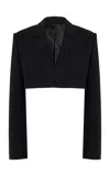 Nensi Dojaka Cropped Wool-blend Blazer In Black