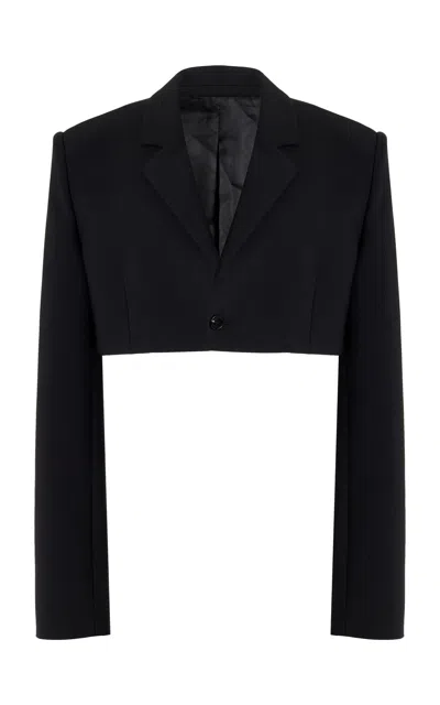 Nensi Dojaka Cropped Wool-blend Blazer In Black