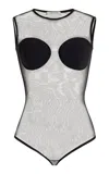Nensi Dojaka Womens Black Moulded Cups Stretch-mesh Bodysuit In Black