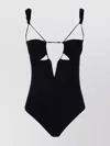 Nensi Dojaka Cut-out Ruched One Piece Swimsuit In Black