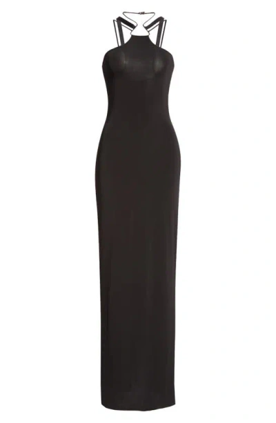 Nensi Dojaka Cutaway Shoulder Gown In Black