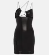 Nensi Dojaka Cutout Metallic Stretch-jersey Mini Dress In Black Glossy