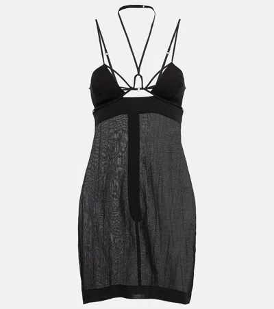 Nensi Dojaka Cutout Halterneck Cotton Minidress In Black