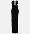 Nensi Dojaka Draped Maxi Dress With Corset And Sheer Panels In Black