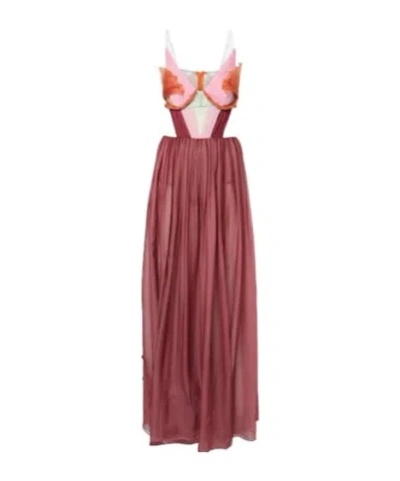 Nensi Dojaka Dahlia Silk Open-back Bustier Gown In Pink