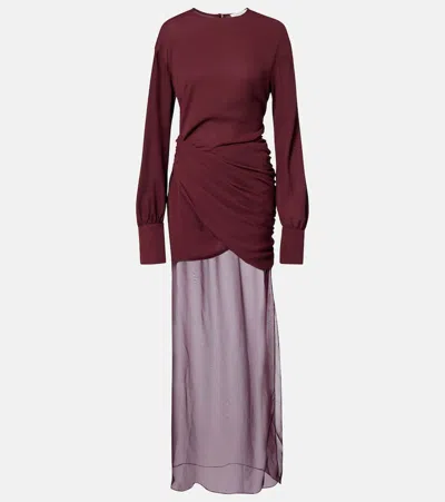 Nensi Dojaka Davina Draped Maxi Dress In Burgundy