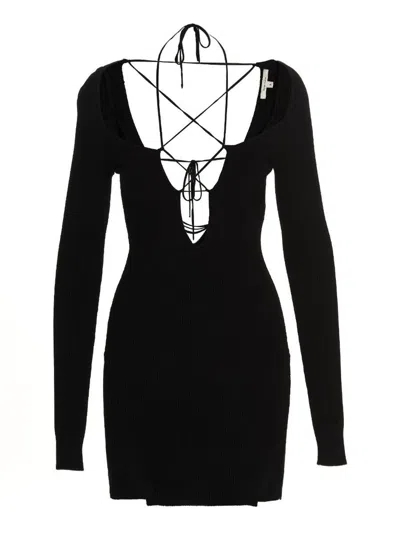 Nensi Dojaka Deep Neckline Minidress In Black