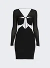 Nensi Dojaka Bra Bodice Long Sleeve Open Back Dress In Black