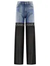 Nensi Dojaka Hybrid Wide Leg Denim Pants With Sheer Panels