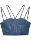 Nensi Dojaka Double Straps Corset With Exposed Stitching In Blau
