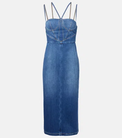 NENSI DOJAKA DENIM CORSET DRESS