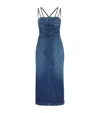 Nensi Dojaka Denim Dress Strapless Fitted Silhouette In Blue