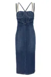 Nensi Dojaka Denim Dress Strapless Fitted Silhouette
