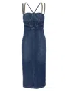 Nensi Dojaka Denim Dress Strapless Fitted Silhouette In Blue