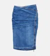 Nensi Dojaka Blue Livia Asymmetric Zip Denim Midi Skirt In Blue