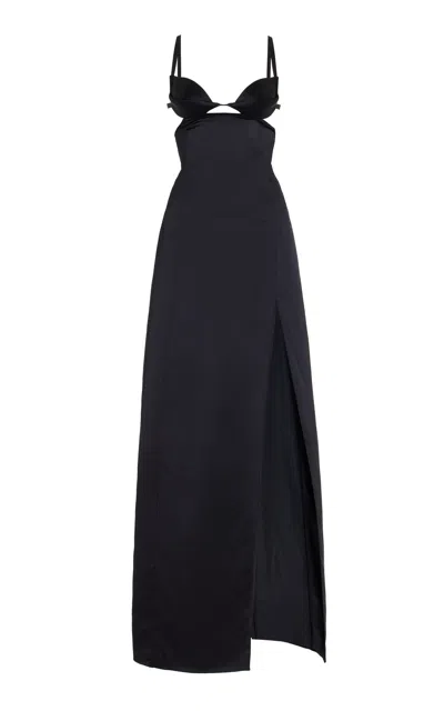 Nensi Dojaka Cut-out Detail Satin Dress In Black