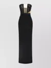 Nensi Dojaka Draped Maxi Dress With Corset And Sheer Panels In Black